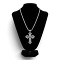 SILVER STRIKE MENS NECKLACE 24" FILIGREE CROSS SILVER