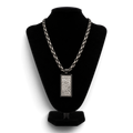 SILVER STRIKE MENS NECKLACE 24" ENGRAVED SCROLLING BLACK