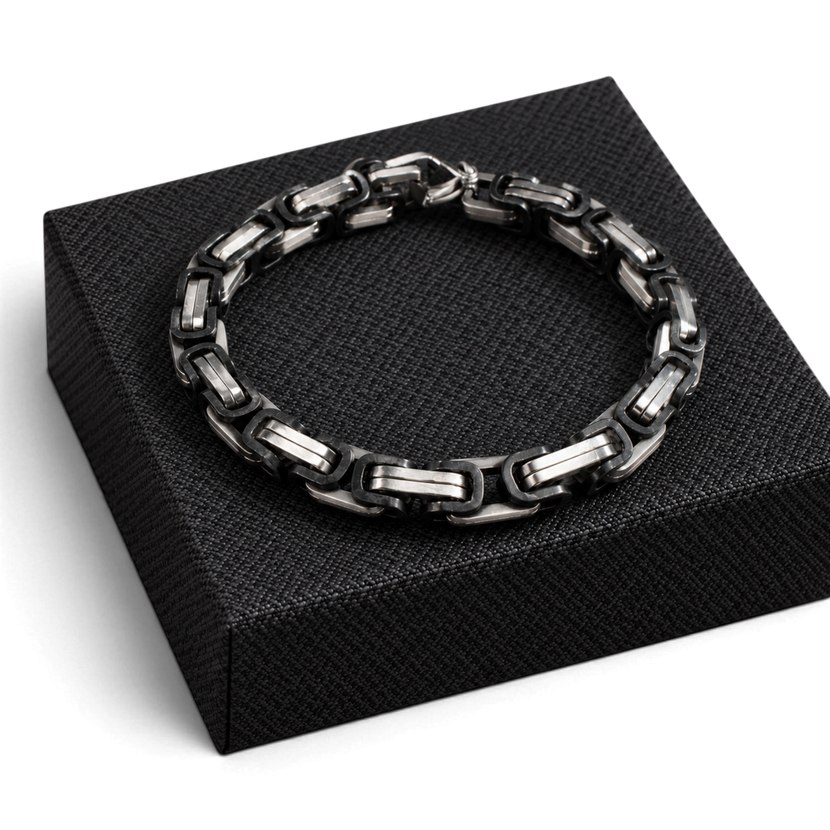 SILVER STRIKE MENS BRACELET LINKED CHAIN BLACK