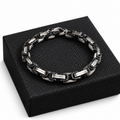SILVER STRIKE MENS BRACELET LINKED CHAIN BLACK