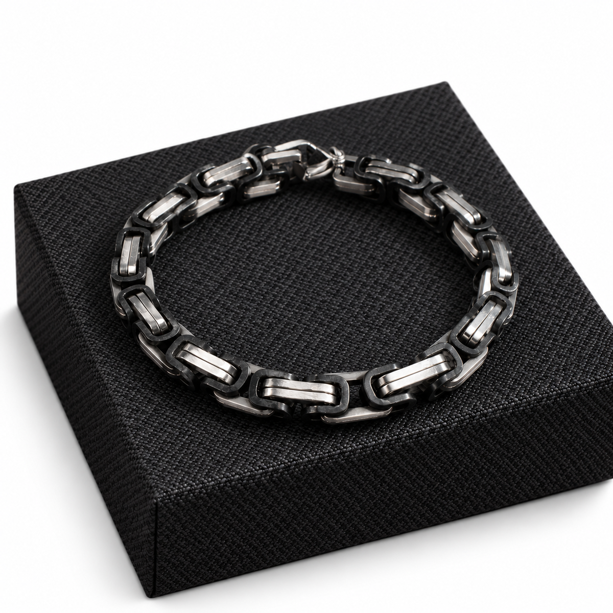SILVER STRIKE MENS BRACELET LINKED CHAIN BLACK