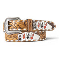 3D MENS BELT 1 1/2" HAND PAINTED ACE CARDS NATURAL