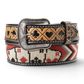 3D MENS BELT 1 3/4-1 1/2 ACES EMBROIDERED RED