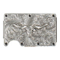 3D MENS UTILITY WALLET LONG HORN MOTIF SILVER BLACK