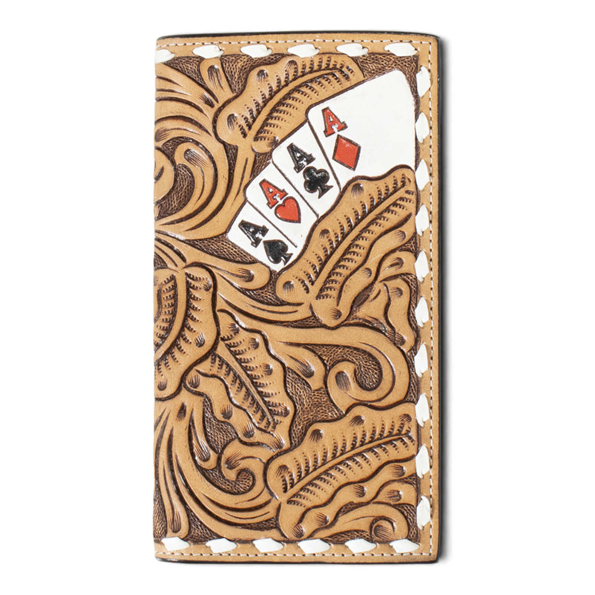 3D RODEO WALLET HAND PAINTED ACE CARDS NATURAL COLOR