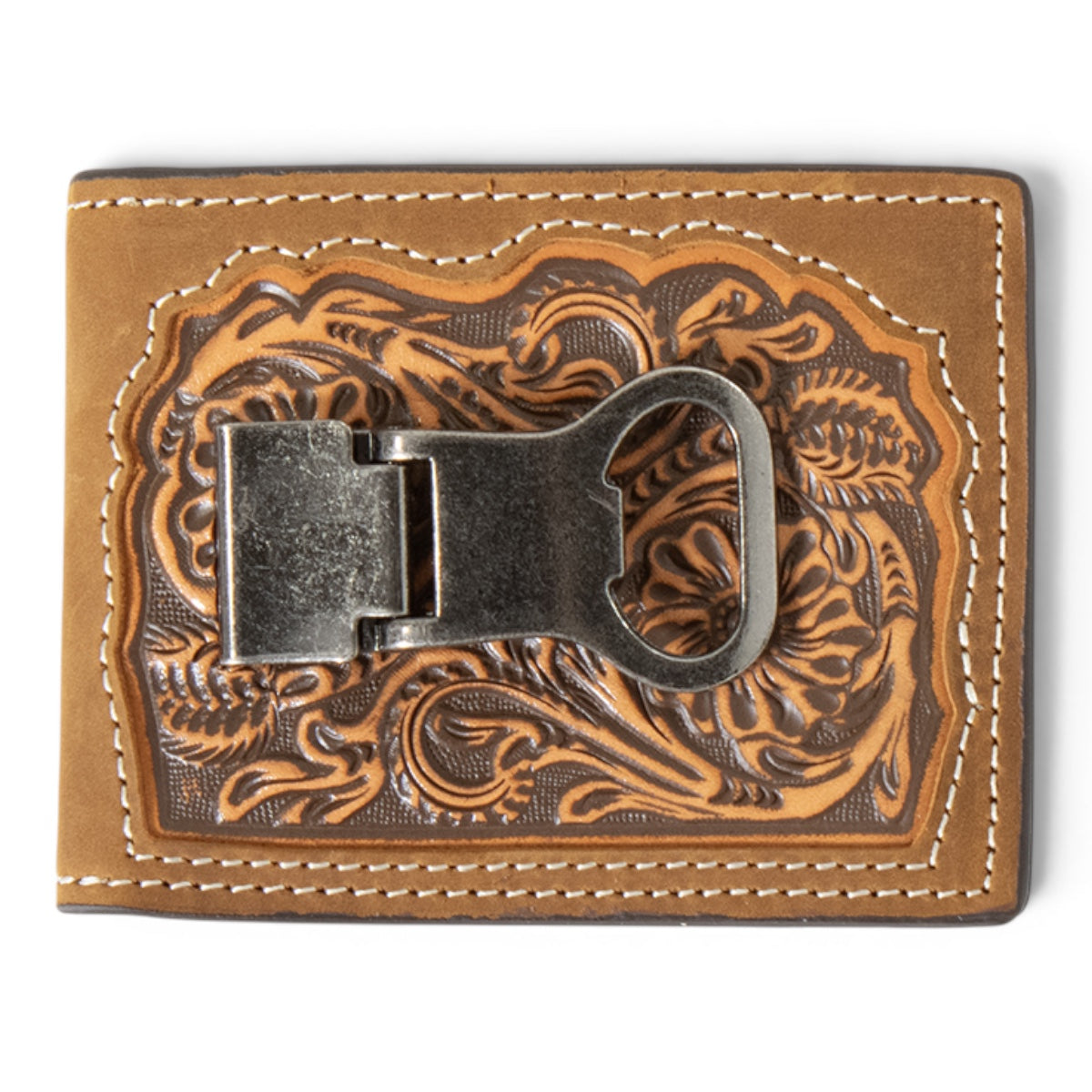 3D BIFOLD FLORAL EMBOSSED MONEY CLIP
