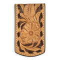 3D MENS MONEY CLIP MAGNETIC FLORAL TOOLED TAN