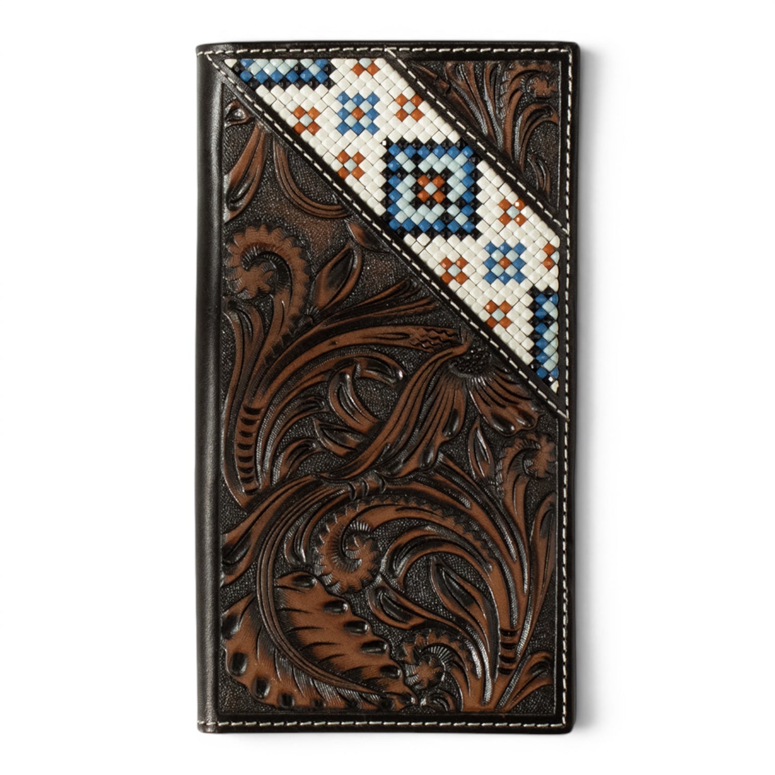 3D Men's Rodeo Wallet – Resin Bead Inlay Black Brown