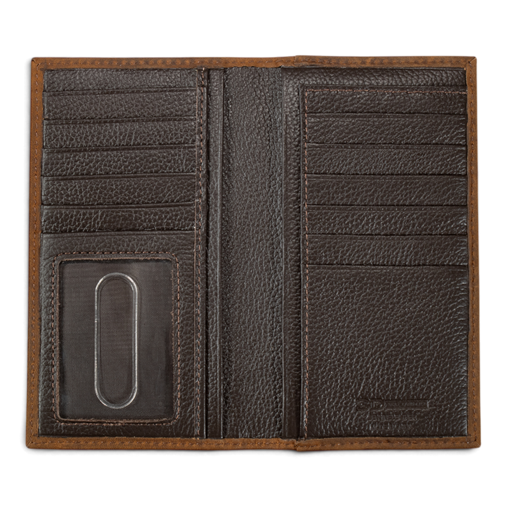 3D MENS RODEO STYLE WALLET AMERICAN FLAG EMBOSSED MEDIUM BROWN
