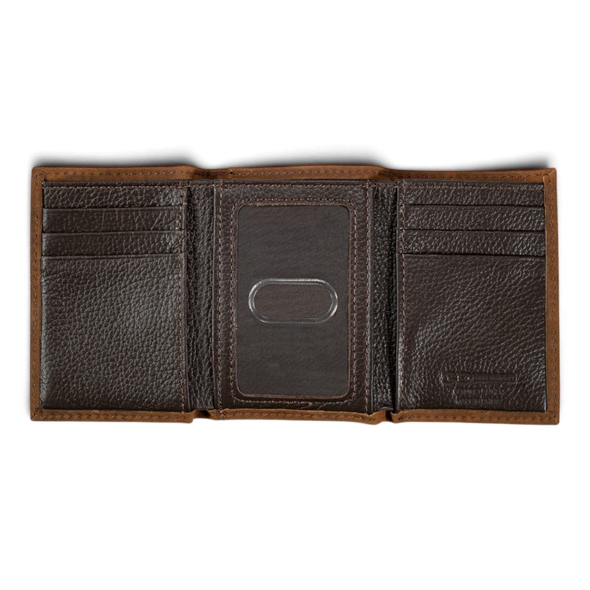 3D MENS TRIFOLD STYLE WALLET AMERICAN FLAG EMBOSSED MEDIUM BROWN