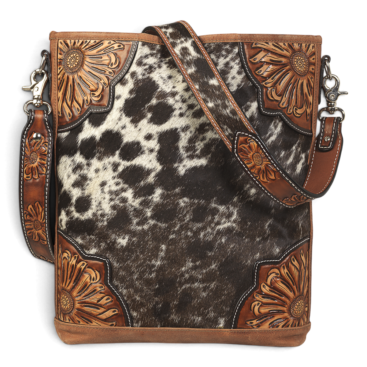 ANGEL RANCH SPOTTED CALF HAIR COLLECTION CONCEAL CARRY CROSSBODY BROWN