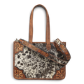 ANGEL RANCH SPOTTED CALF HAIR COLLECTION CONCEAL CARRY CROSSBODY TOTE BROWN