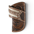 3D LEATHER KNIFE SHEATH FLORAL BEAD CALF HAIR BROWN