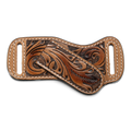 3D KNIFE SHEATH PANCAKE STYLE HAND TOOLED FEATHER TAN