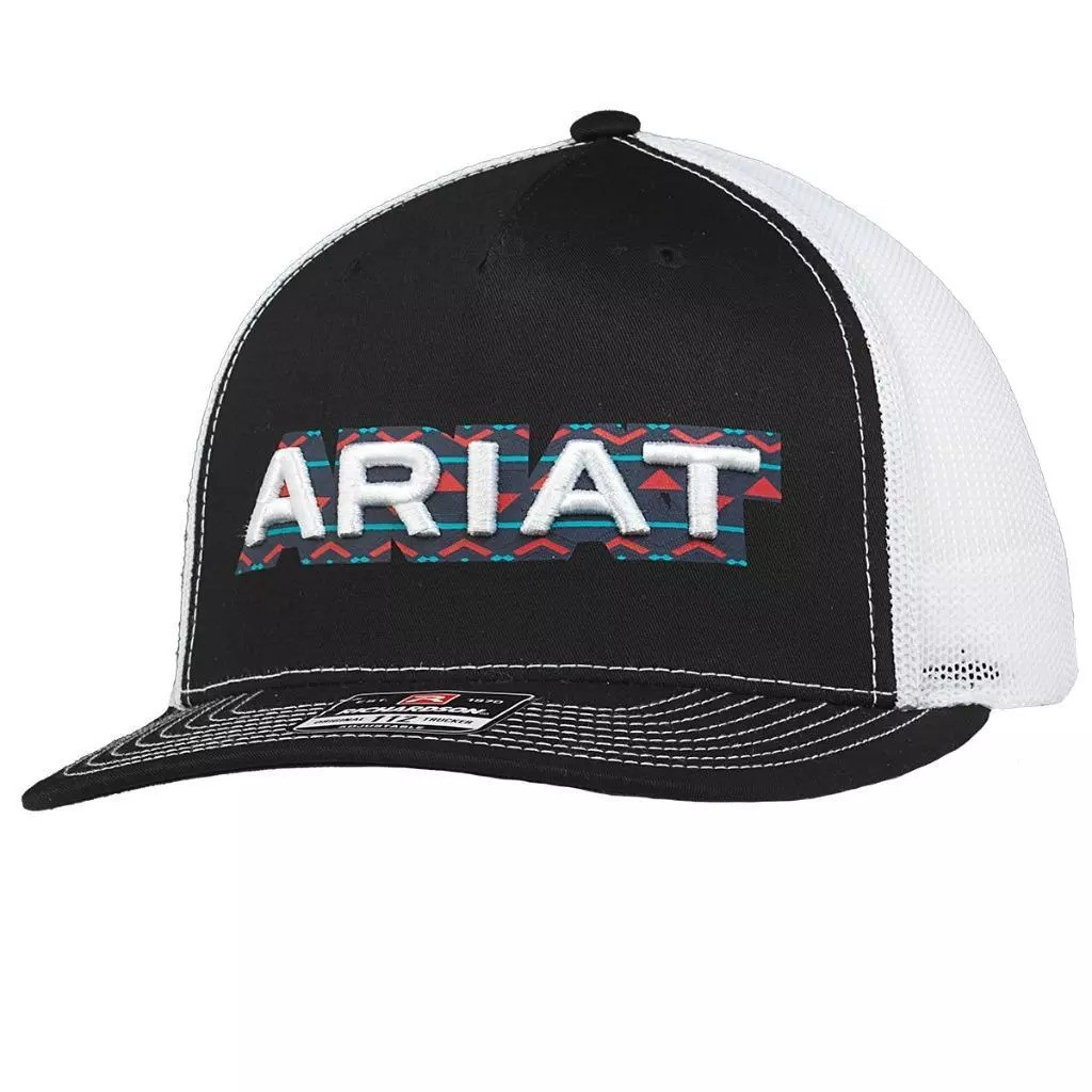 ARIAT MENS CAP R112 SCREEN PRINT 3D EMBROIDERED BLACK