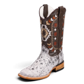 Wide Square Toe Hair-On Cowhide Western Boot — Brown