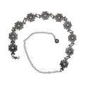 Silver Aztec Cross Concho Chain Belt with white opal center stones and adjustable chain.
