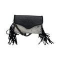 Black Tooled Leather & Cowhide Fringe Crossbody Bag