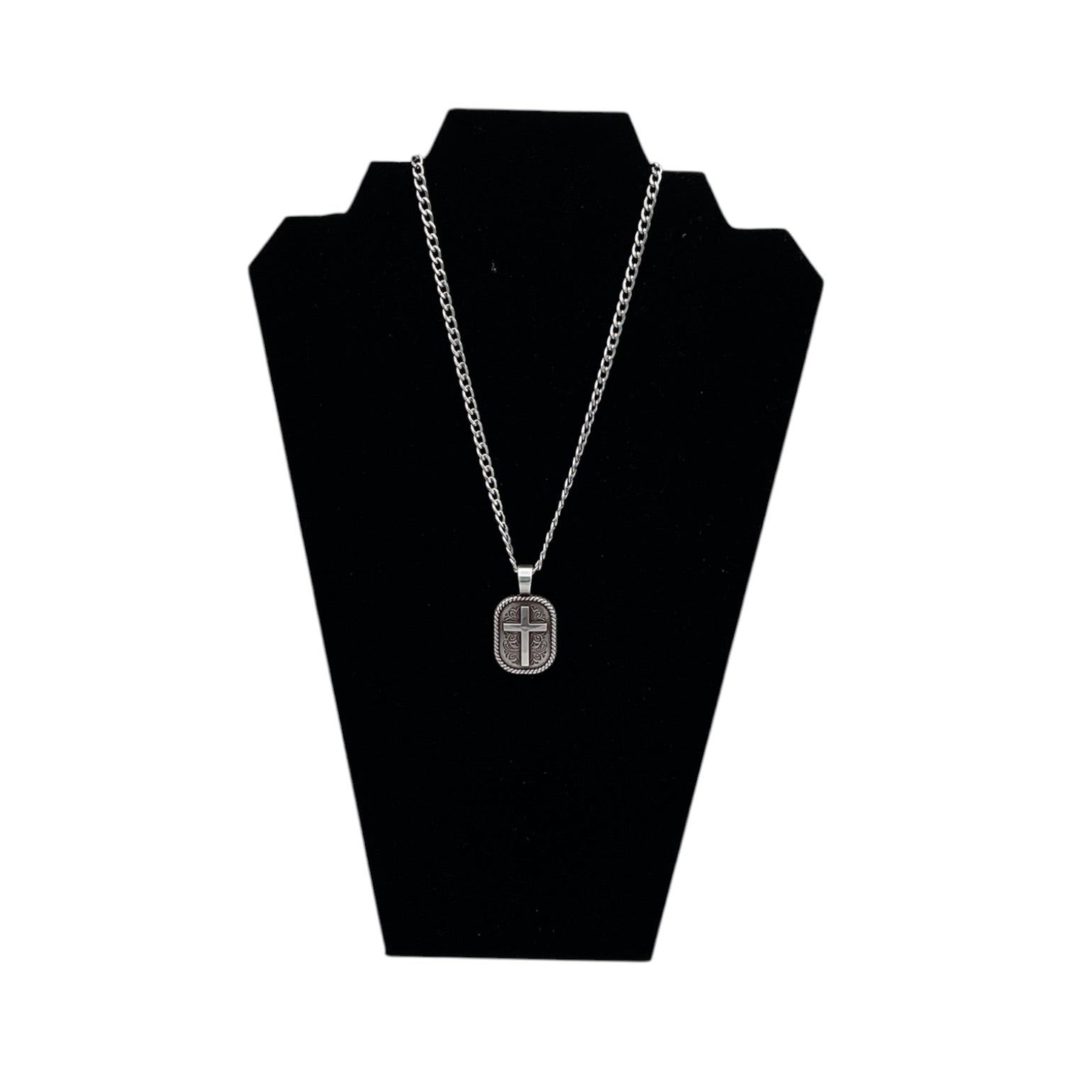 TWISTER MENS NECKLACE 22'' FLORAL CROSS