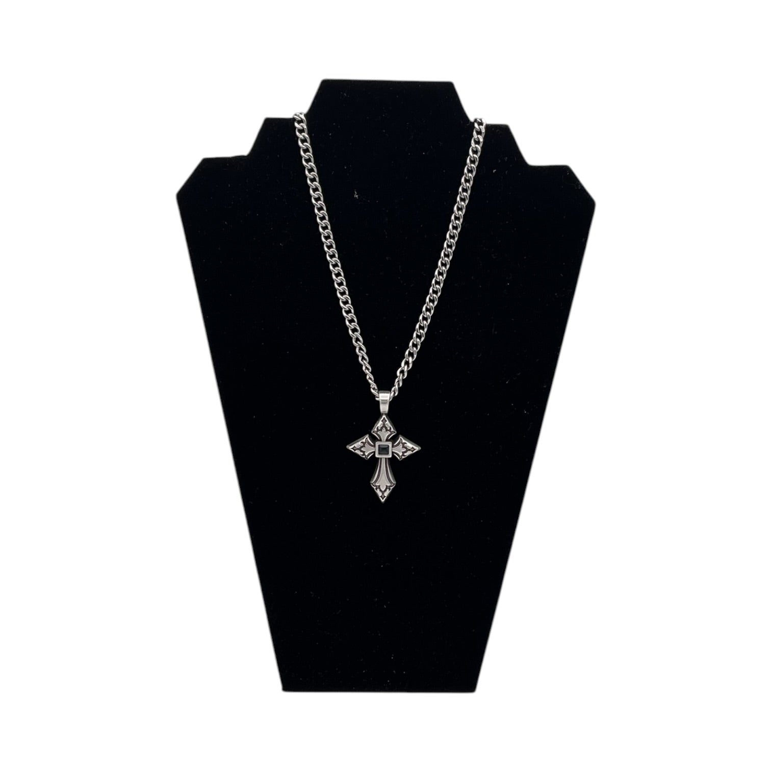 TWISTER MENS NECKLACE ENGRAVED CROSS
