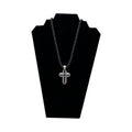 3D SS 24" LAVA BEAD CROSS BLACK
