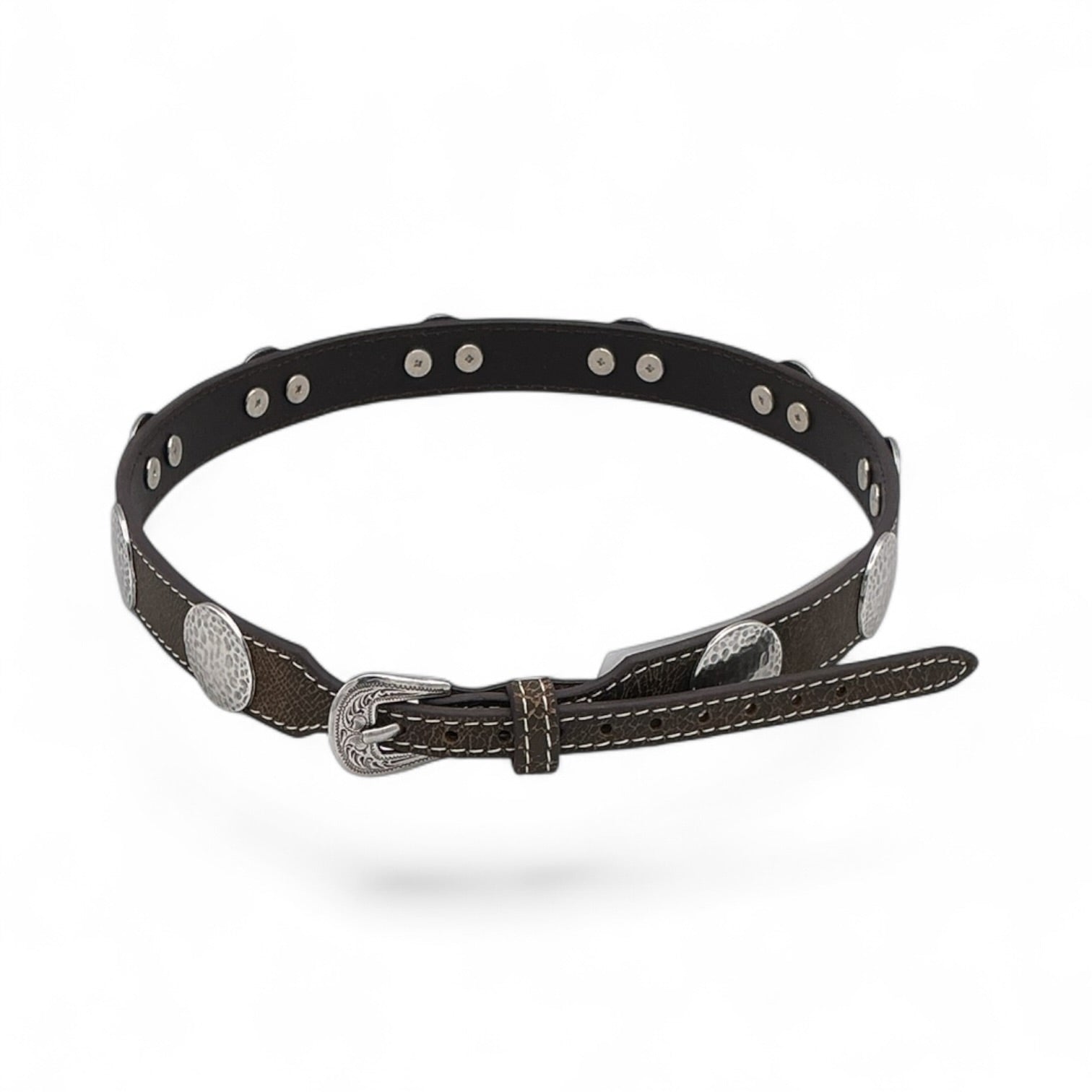 3D HATBAND 3/4-1/2 HAMMERED CONCHO BROWN