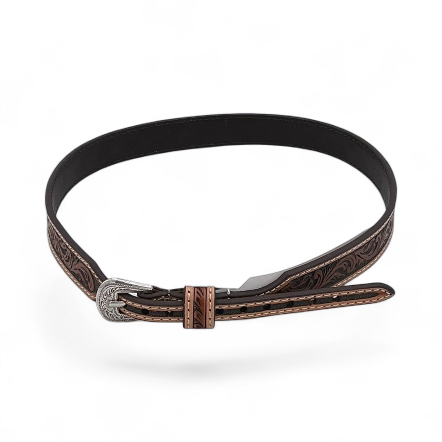 3D HATBAND 3/4-1/2 SCROLLING EMBOSSED BROWN
