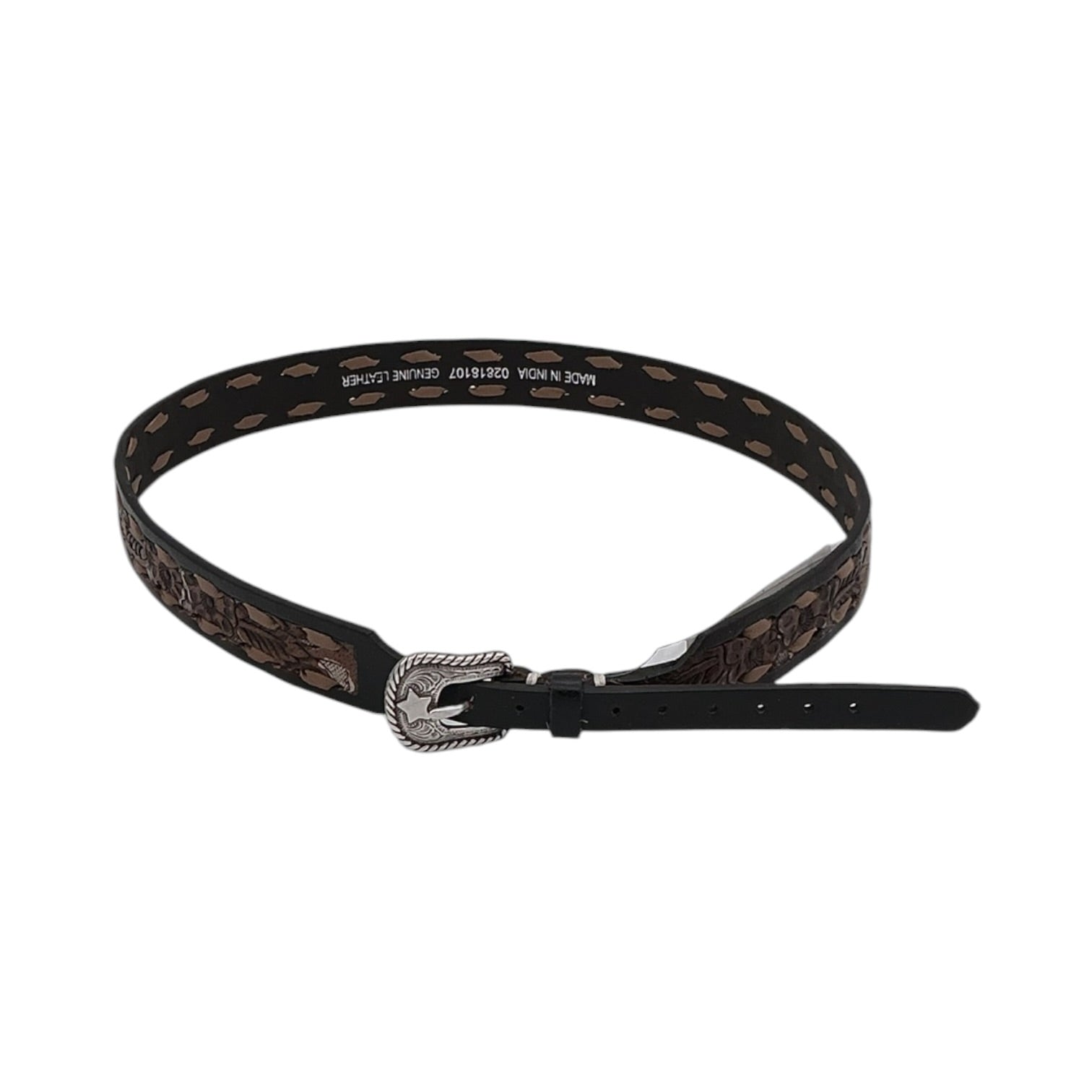 TWISTER HATBAND FLORAL TOOLING BUCK LACE BLACK AND BROWN