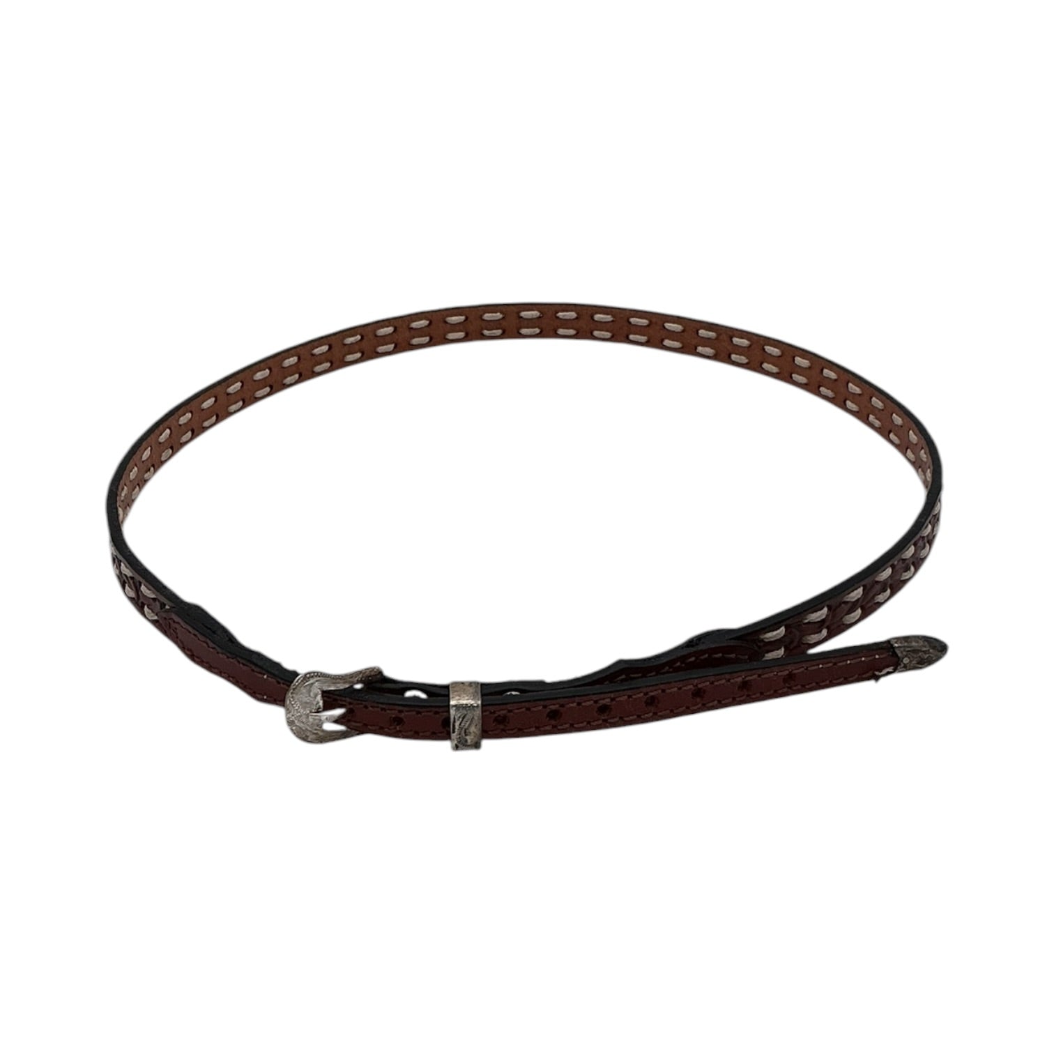 HATBAND 3/8"-1/4" TAPERED EMB LACED EDGE TAN