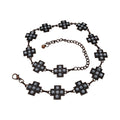 3D HATBAND 1" WHITE STONE CROSS