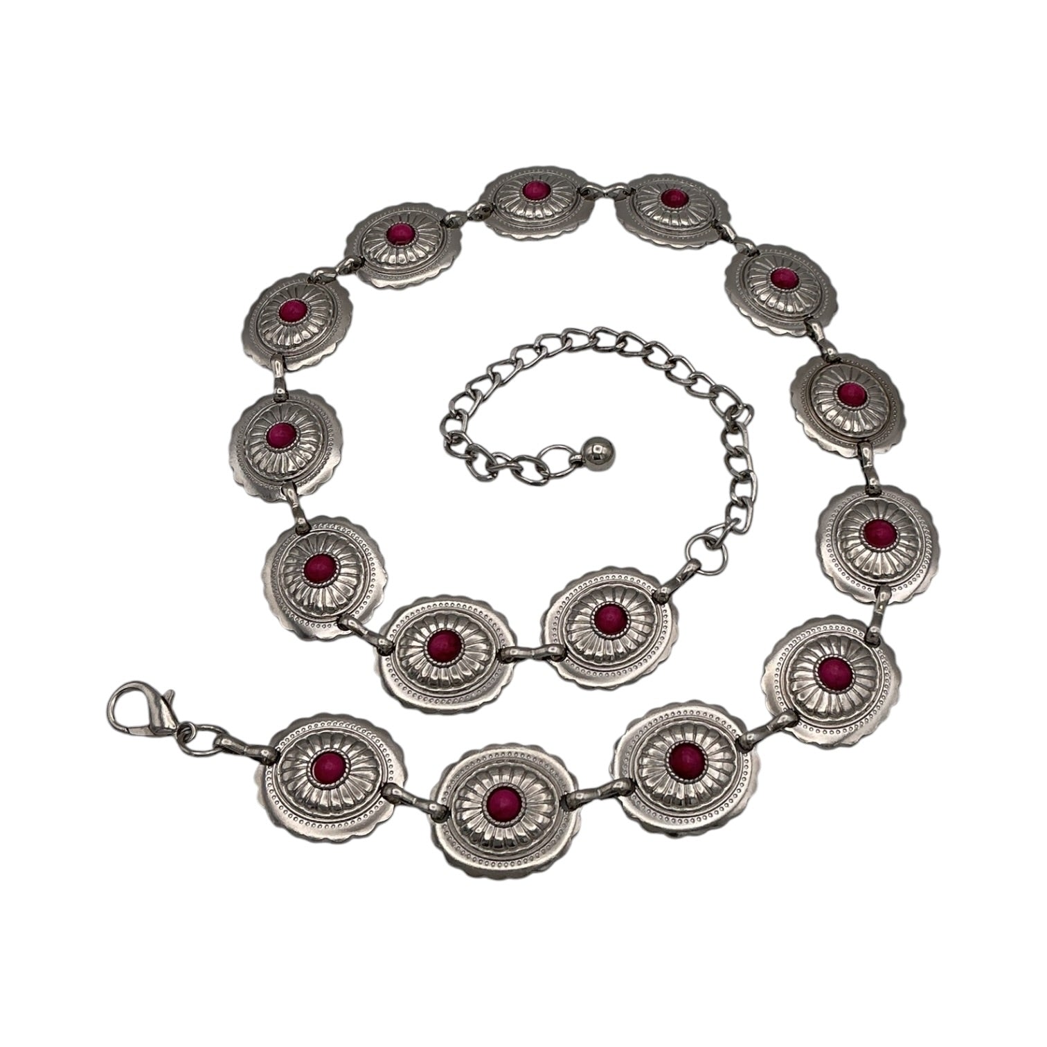 3D CHAIN HATBAND 1" CONCHO STONE PINK