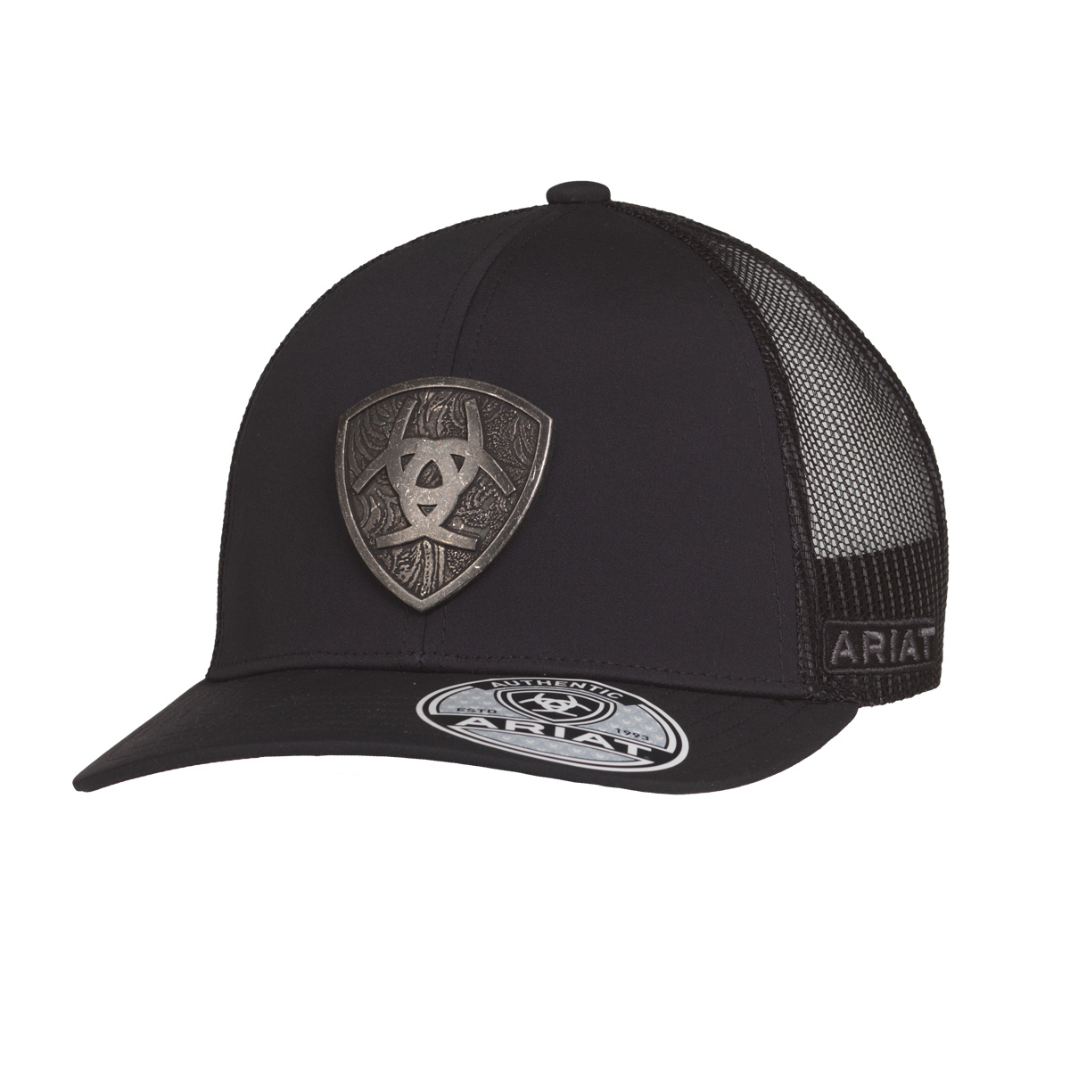 ARIAT MENS CAP METAL ARIAT SHIELD BLACK
