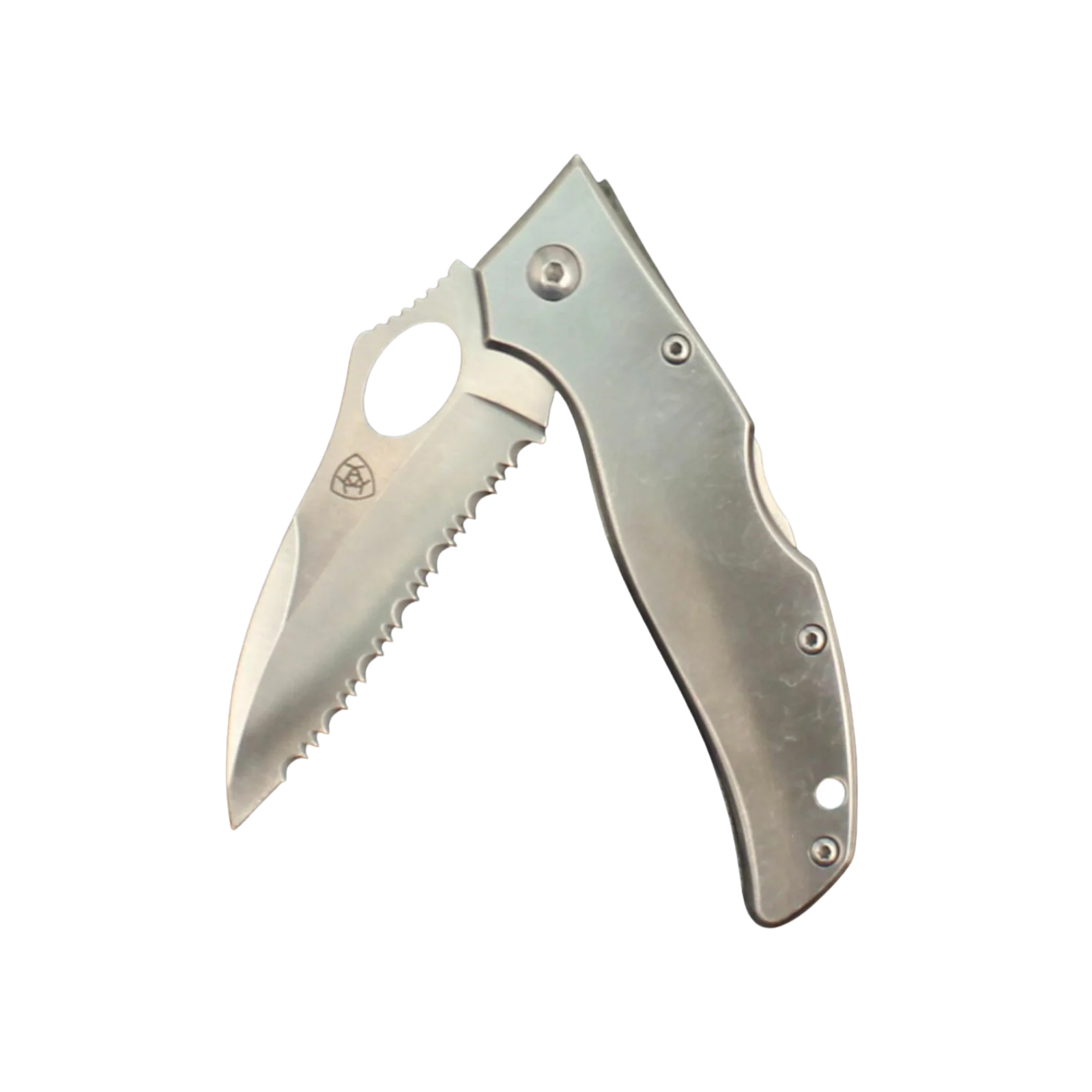 ARIAT FOLDING SERRATED KNIFE SILVER