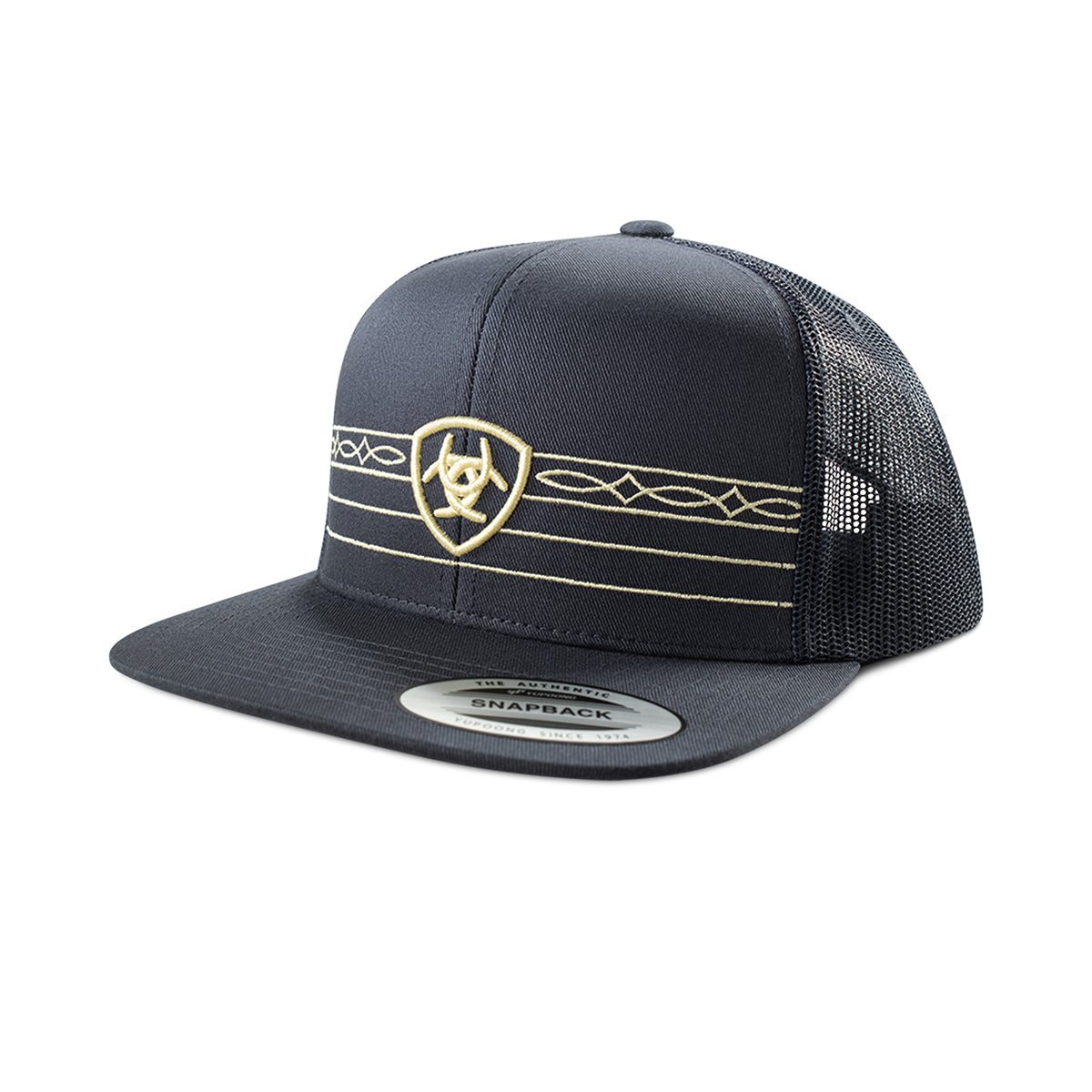 ARIAT CAP SHIELD AND BOOT STITCH RIBBON NAVY