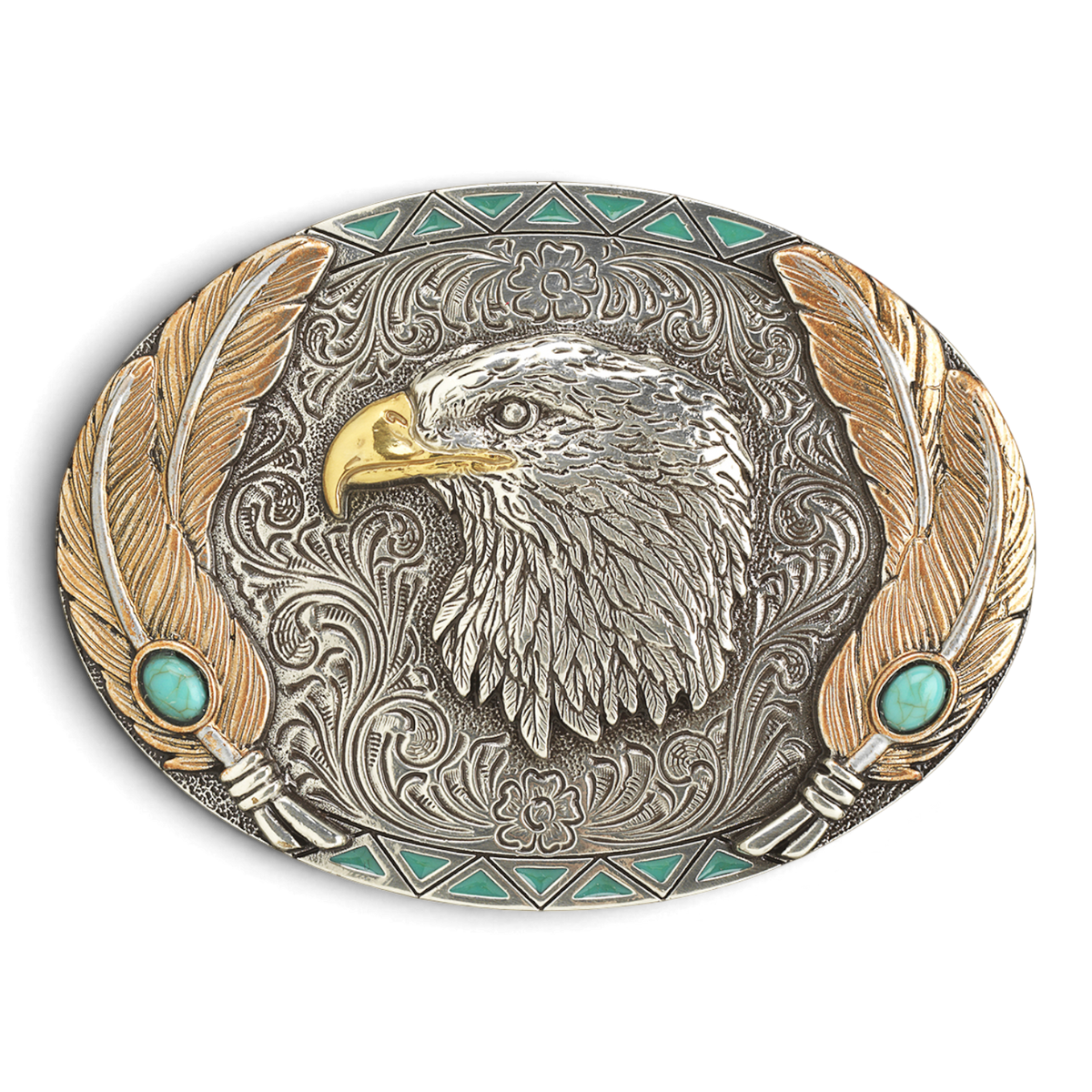 NOCONA MENS BUCKLE OVAL EAGLE FEATHERS