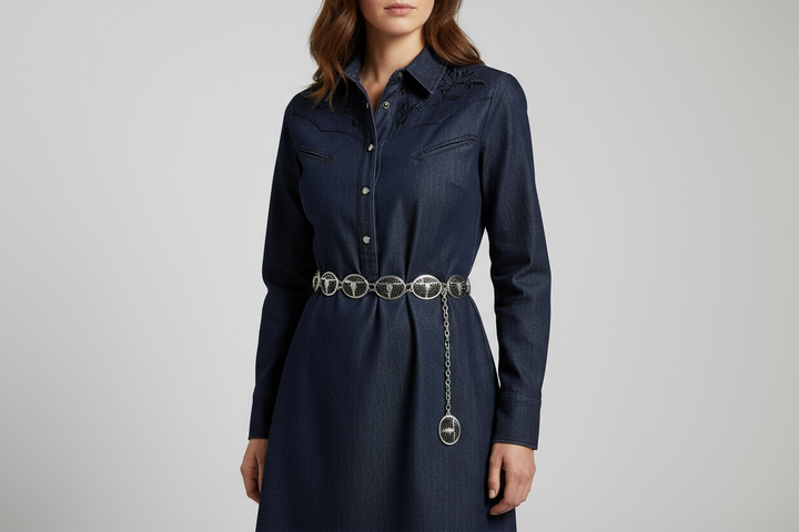 Longhorn Western Metal Concho Belt