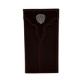 ARIAT MENS RODEO WALLET CENTER BUMP SHIELD BROWN