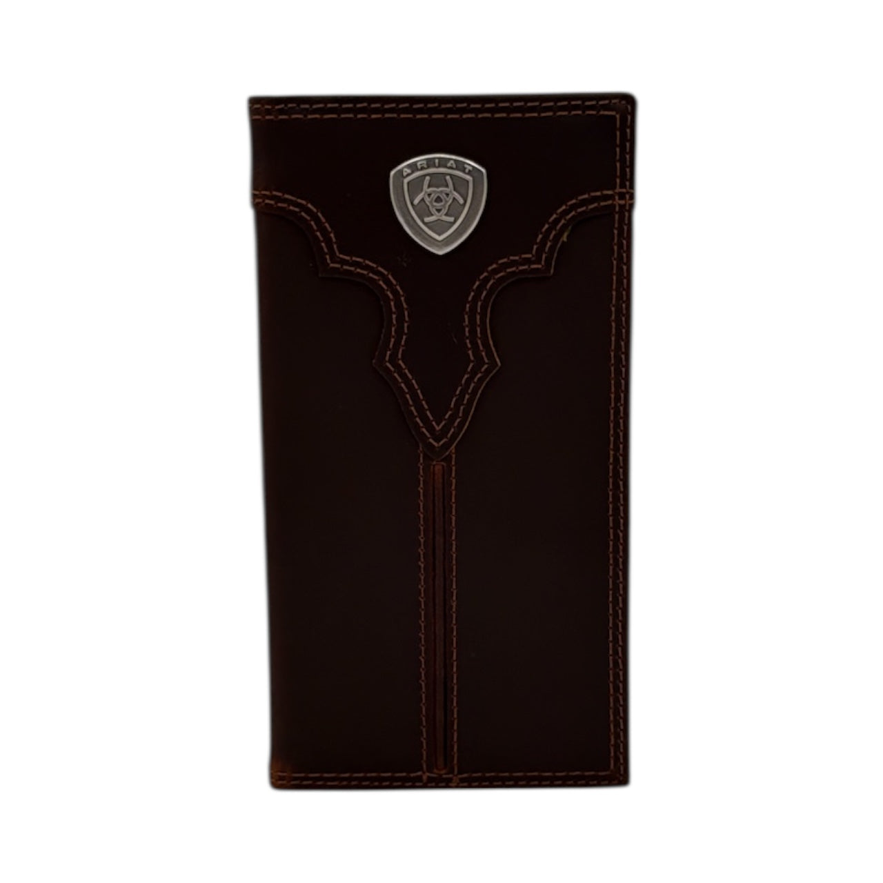 ARIAT MENS RODEO WALLET CENTER BUMP SHIELD BROWN