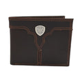ARIAT MENS BIFOLD WALLET CENTER BUMP SHIELD BROWN