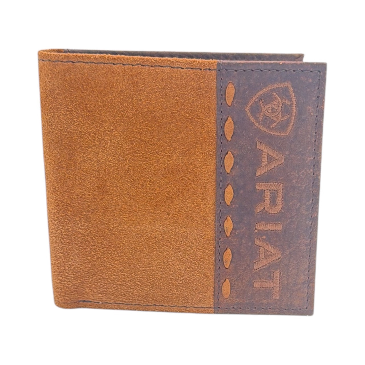 ARIAT LARGE BIFOLD ROUGHOUT CROCO TAN