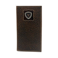 ARIAT MENS RODEO STYLE WALLET CALF HAIR LOGO CONCHO BROWN
