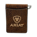ARIAT MENS MONEY CLIP BULL HIDE ARIAT LOGO BROWN
