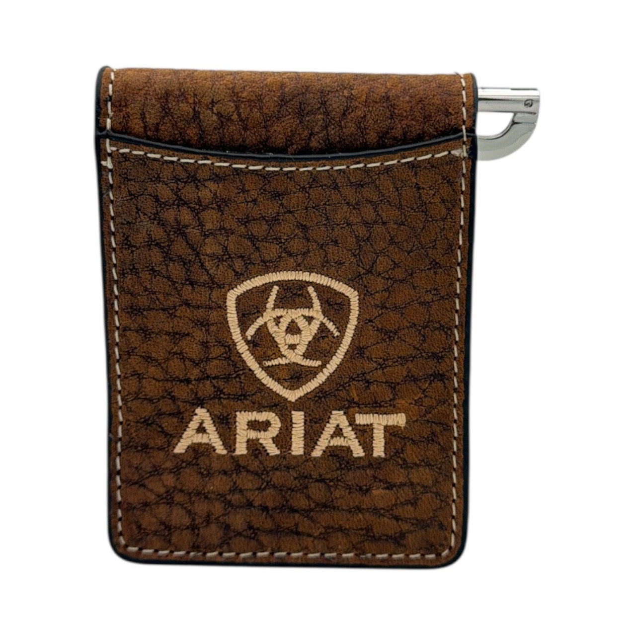 ARIAT MENS MONEY CLIP BULL HIDE ARIAT LOGO BROWN