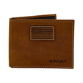 ARIAT MENS BIFOLD WALLET FLAG PATCH LOGO MEDIUM BROWN