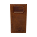 ARIAT MENS RODEO WALLET FLAG PATCH LOGO MEDIUM BROWN