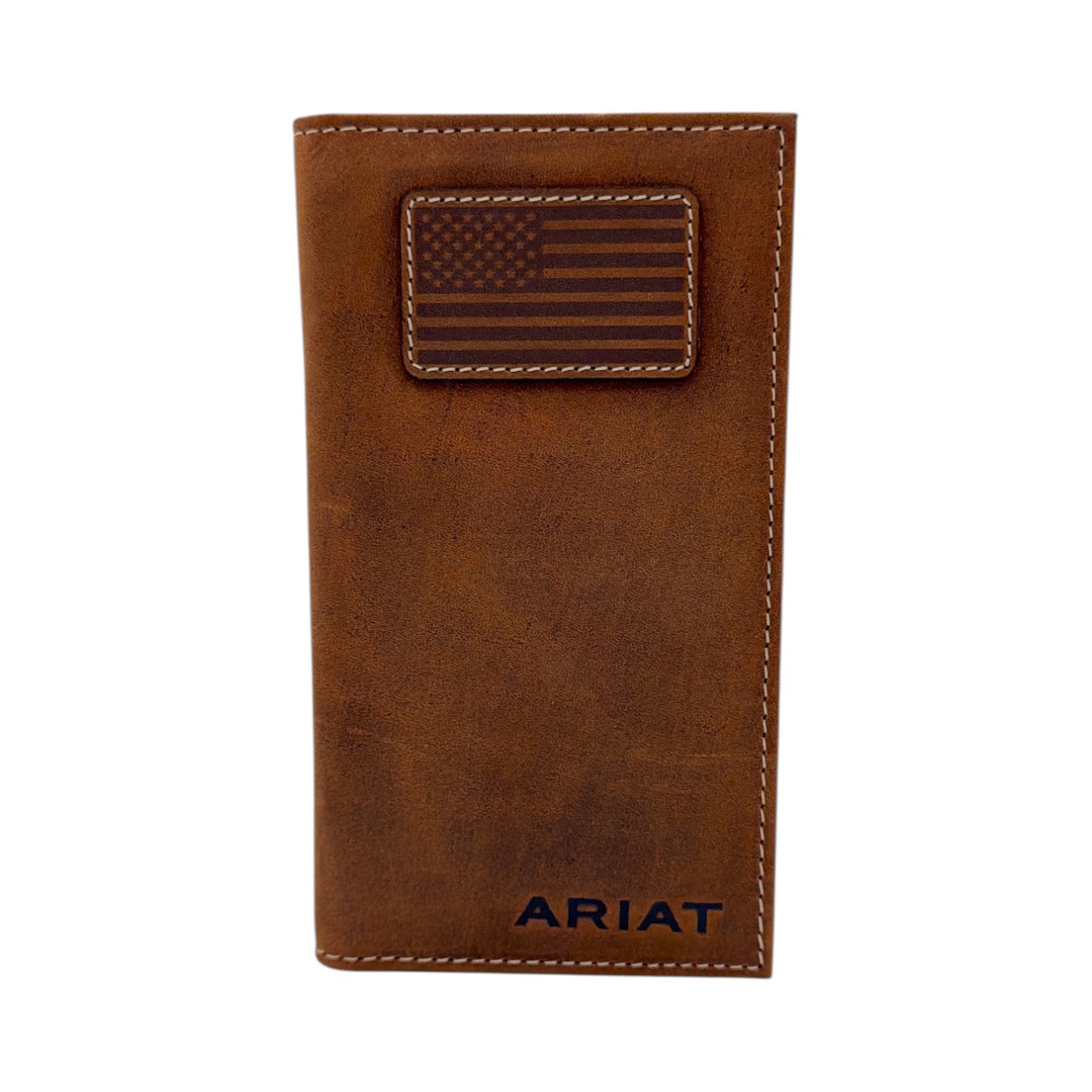 ARIAT MENS RODEO WALLET FLAG PATCH LOGO MEDIUM BROWN