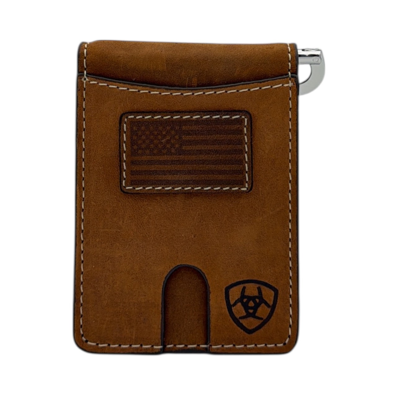 ARIAT MONEY CLIP FLAG PATCH MEDIUM BROWN