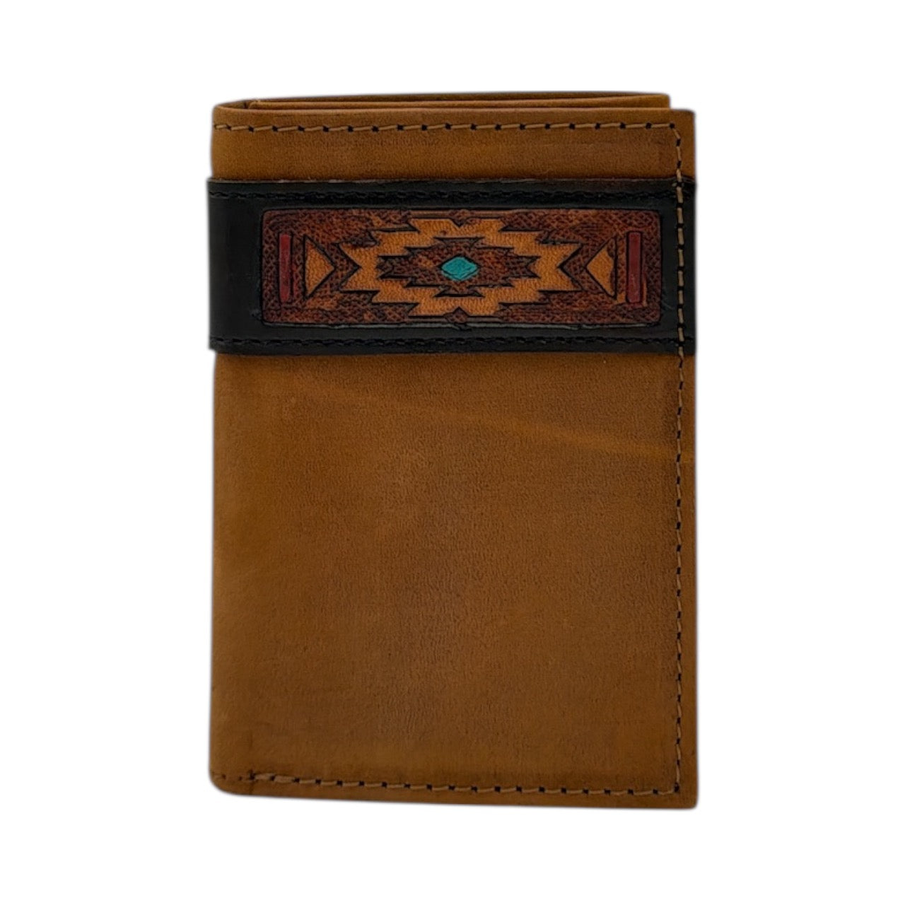 ARIAT MENS TRIFOLD STYLE WALLET SOUTHWESTERN AGED BARK