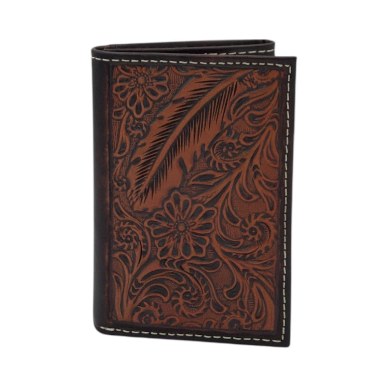 ARIAT TRIFOLD FEATHER EMBOSSED BR