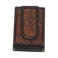 ARIAT MONEY CLIP FEATHER EMBOSSED BR